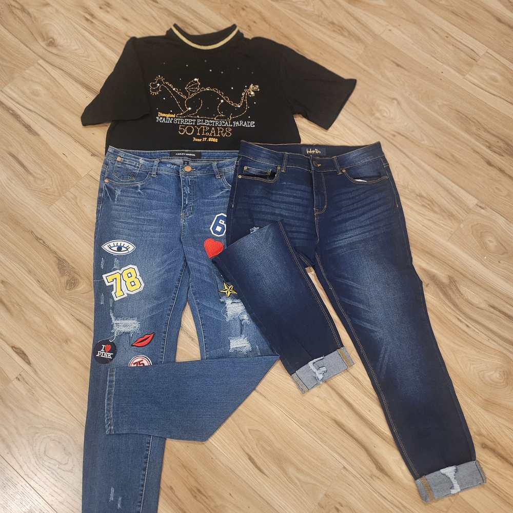 Indigo Rein Blue Boyfriend Jeans with Patches